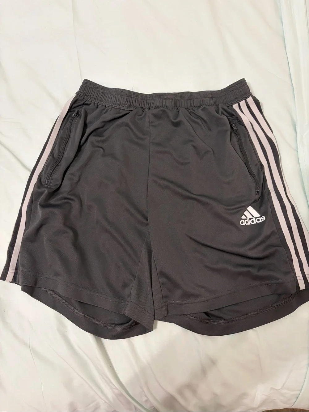 adidas Men’s Black Athletic Shorts with Pale Pink Side Stripes